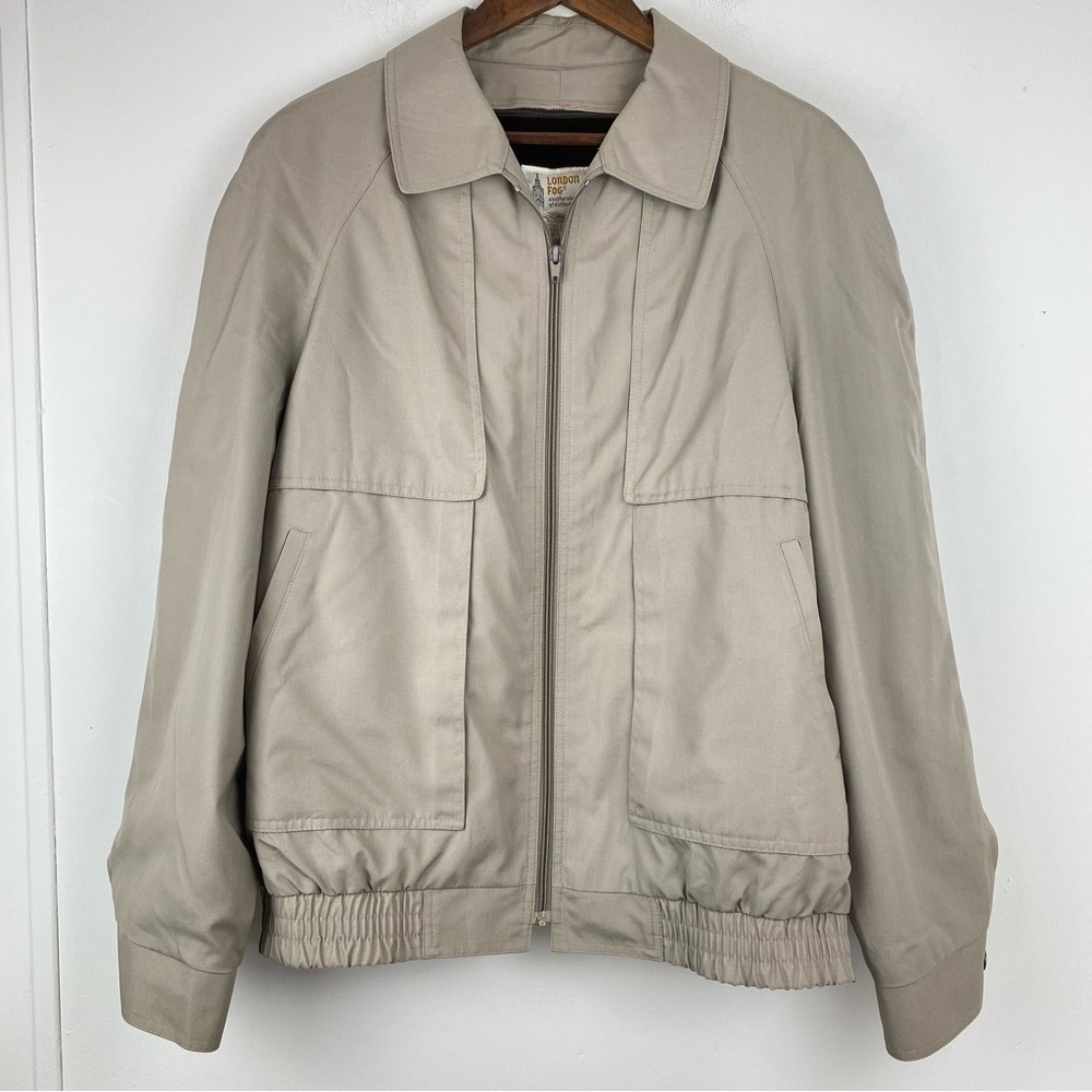 London Fog size 44 Men’s Tan Faux Fur Lined Full Zip Windbreaker Jacket